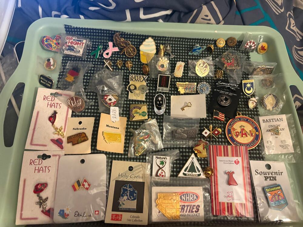 58+ Vintage Souvenir Event Advertising Lapel Pin & Medal Mixed Lot